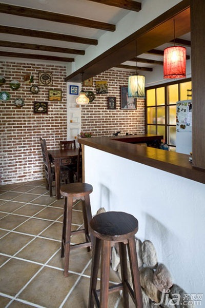 二居室装修,富裕型装修,美式乡村风格,吧台,吧台椅