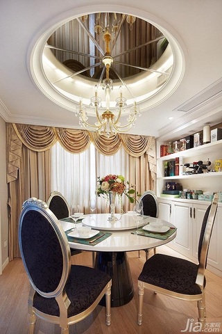 新古典风格三居室富裕型140平米以上餐厅吊顶餐桌图片
