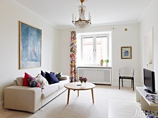 北欧风格一居室白色富裕型60平米客厅沙发图片