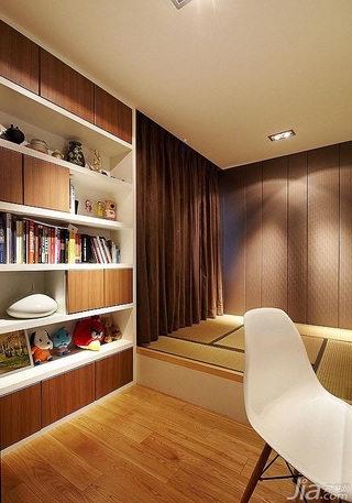 简约风格二居室富裕型90平米书房书架图片