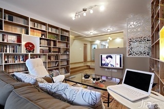 混搭风格三居室富裕型90平米客厅书架效果图