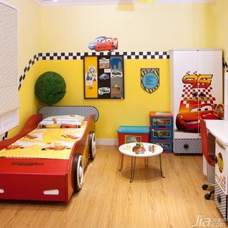 混搭风格儿童房卧室背景墙儿童床图片