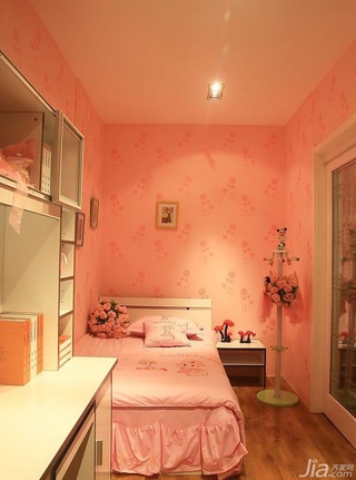 混搭风格儿童房卧室背景墙床效果图