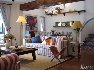 地中海风格三居室富裕型120平米客厅沙发效果图