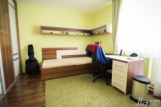 简约风格三居室绿色富裕型100平米卧室卧室背景墙装修效果图