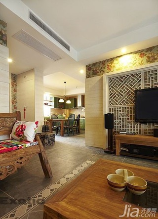 东南亚风格三居室富裕型100平米效果图