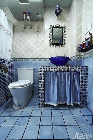 地中海风格一居室富裕型110平米卫生间洗手台图片