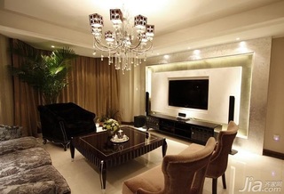 新古典风格一居室富裕型110平米客厅吊顶电视柜图片