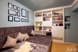 简约风格二居室富裕型110平米书房背景墙书架效果图