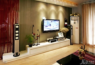 混搭风格一居室经济型60平米客厅电视背景墙电视柜效果图