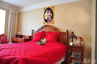美式乡村风格二居室富裕型90平米卧室床图片