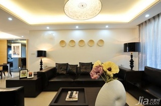 简约风格三居室黑白富裕型90平米客厅吊顶沙发效果图