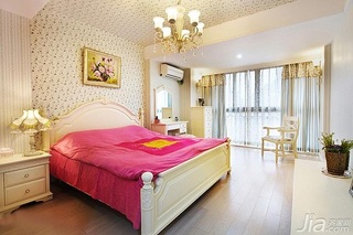 田园风格三居室富裕型120平米卧室卧室背景墙床效果图