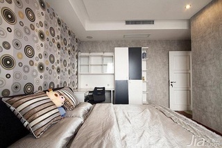 混搭风格四房富裕型140平米以上卧室卧室背景墙床效果图