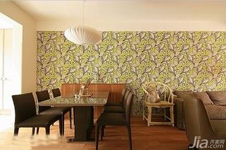 简约风格三居室富裕型120平米餐厅背景墙餐桌效果图
