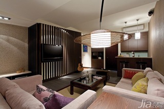 简约风格二居室富裕型90平米客厅电视背景墙茶几效果图