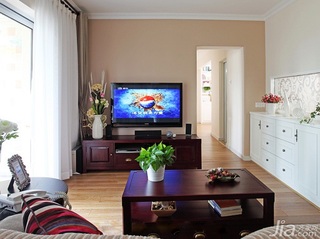 美式乡村风格三居室富裕型客厅电视柜图片