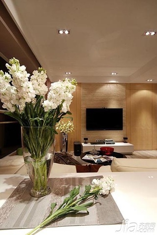 混搭风格二居室富裕型80平米客厅电视背景墙设计