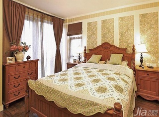 美式乡村风格二居室富裕型90平米卧室卧室背景墙床图片