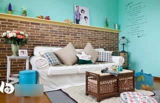 田园风格二居室富裕型90平米客厅沙发背景墙沙发图片