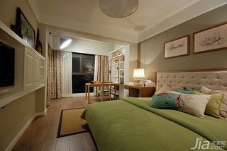 混搭风格一居室富裕型90平米卧室床图片