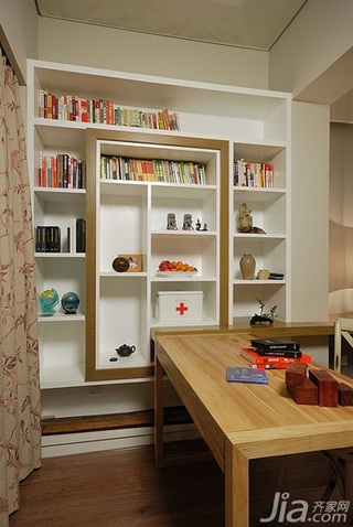 混搭风格一居室富裕型90平米工作区书架效果图