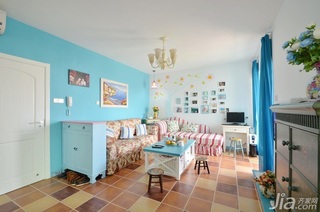 地中海风格二居室富裕型120平米客厅沙发背景墙沙发效果图
