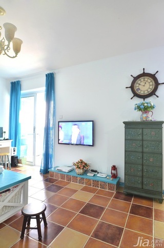 地中海风格二居室富裕型120平米客厅收纳柜图片
