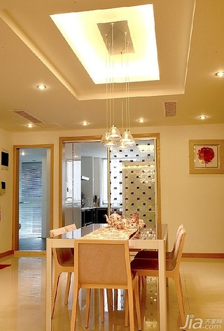 简约风格二居室富裕型110平米餐厅吊顶餐桌图片