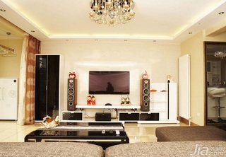 简约风格一居室富裕型80平米客厅吊顶电视柜图片