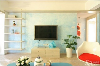 简约风格二居室富裕型70平米客厅电视背景墙电视柜效果图