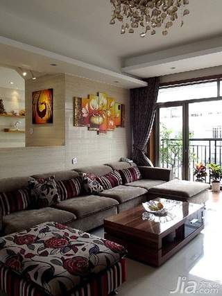混搭风格二居室富裕型120平米客厅吊顶沙发效果图
