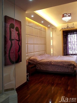 混搭风格二居室富裕型120平米卧室卧室背景墙床效果图