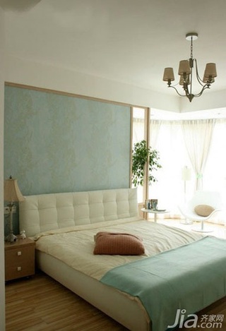 简约风格三居室富裕型110平米卧室卧室背景墙床效果图