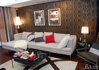 混搭风格二居室富裕型90平米客厅沙发背景墙沙发效果图