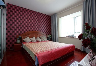 混搭风格二居室富裕型100平米卧室卧室背景墙床效果图