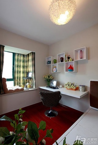 混搭风格二居室富裕型100平米卧室书桌效果图