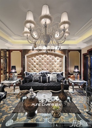 欧式风格四房豪华型140平米以上客厅沙发背景墙灯具效果图