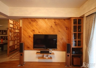 美式乡村风格二居室富裕型90平米客厅电视背景墙装修图片