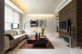 简约风格二居室富裕型90平米客厅电视背景墙茶几图片