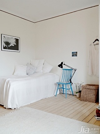 田园风格公寓白色40平米卧室床图片