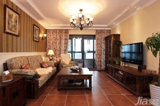 美式乡村风格二居室富裕型80平米客厅沙发背景墙沙发图片
