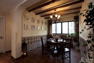 美式乡村风格二居室富裕型80平米餐厅吊顶餐桌图片