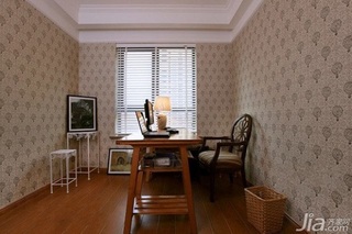 美式乡村风格二居室富裕型80平米书房背景墙书桌图片
