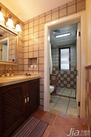 美式乡村风格二居室富裕型80平米卫生间洗手台效果图