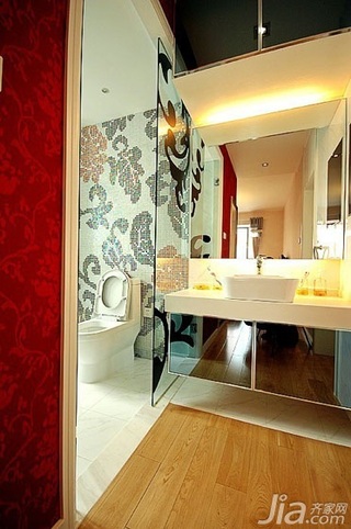混搭风格三居室富裕型110平米卫生间洗手台图片