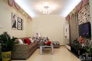 简约风格二居室富裕型80平米客厅吊顶沙发图片