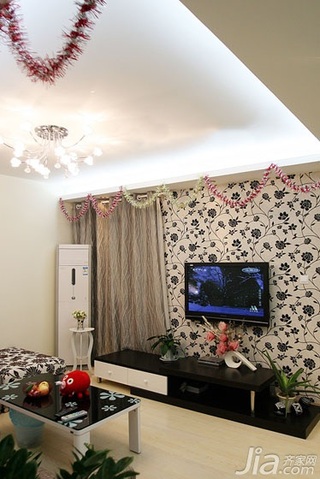 简约风格二居室富裕型80平米客厅电视背景墙电视柜图片
