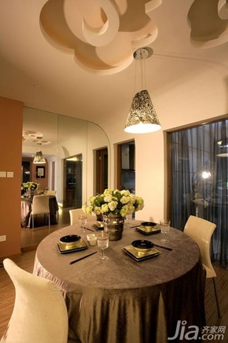 简约风格二居室富裕型110平米餐厅吊顶餐桌效果图