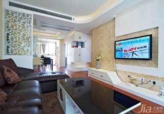 简约风格二居室富裕型80平米客厅电视背景墙电视柜效果图
